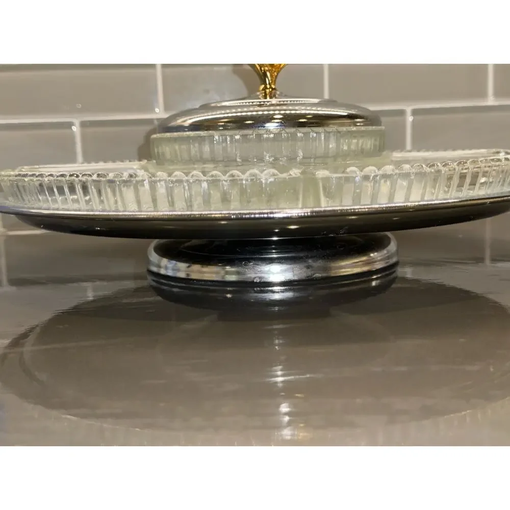 Vintage 13” Kromex 5-Part Lazy Susan Serving Tray /Relish Dish/Party Platter